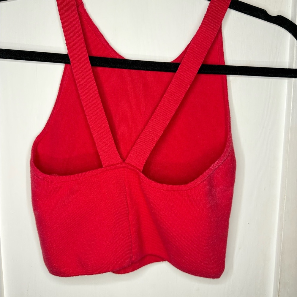 Los Angeles Apparel Vibrant Red knits crop top - Picture 4 of 7